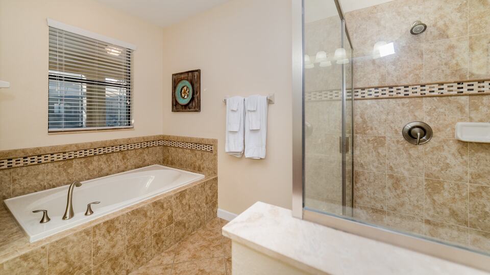 Master King Bathroom 1 Downstairs Tub & Shower