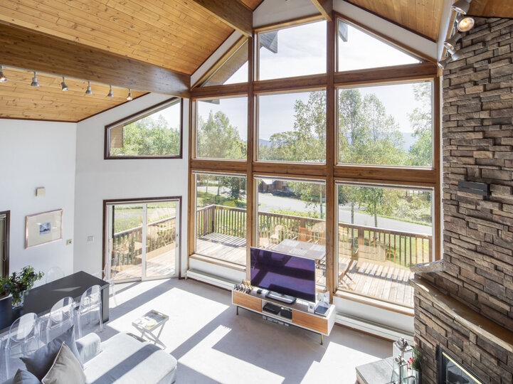High ceiling living area
