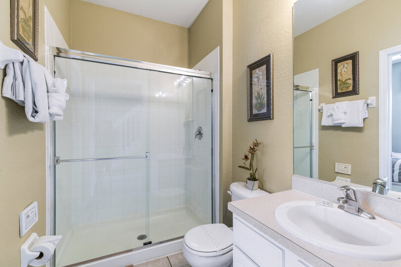 Walk in shower in the downstairs bathroom