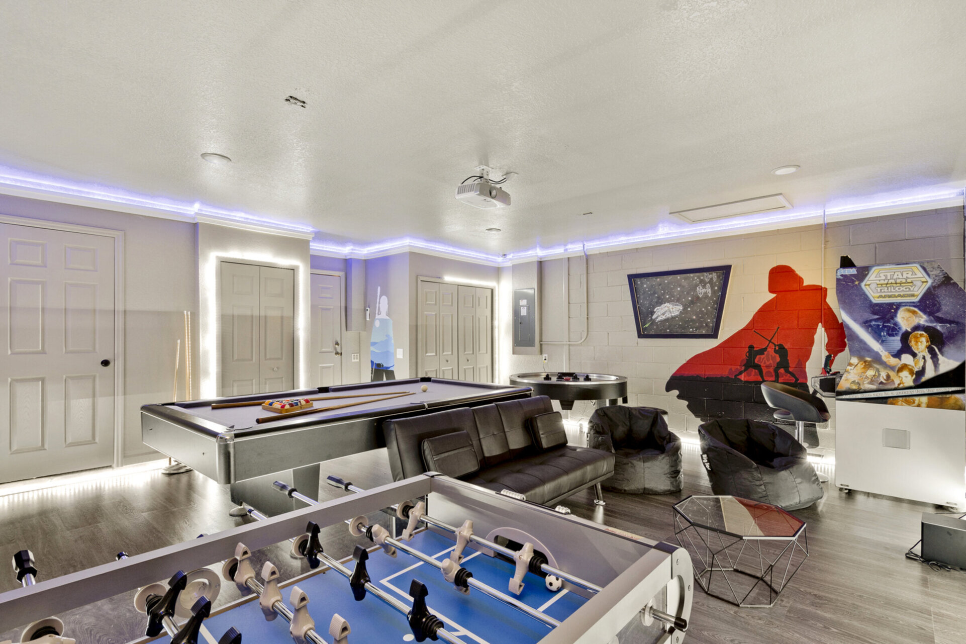Play a game of foosball, air hockey or pool