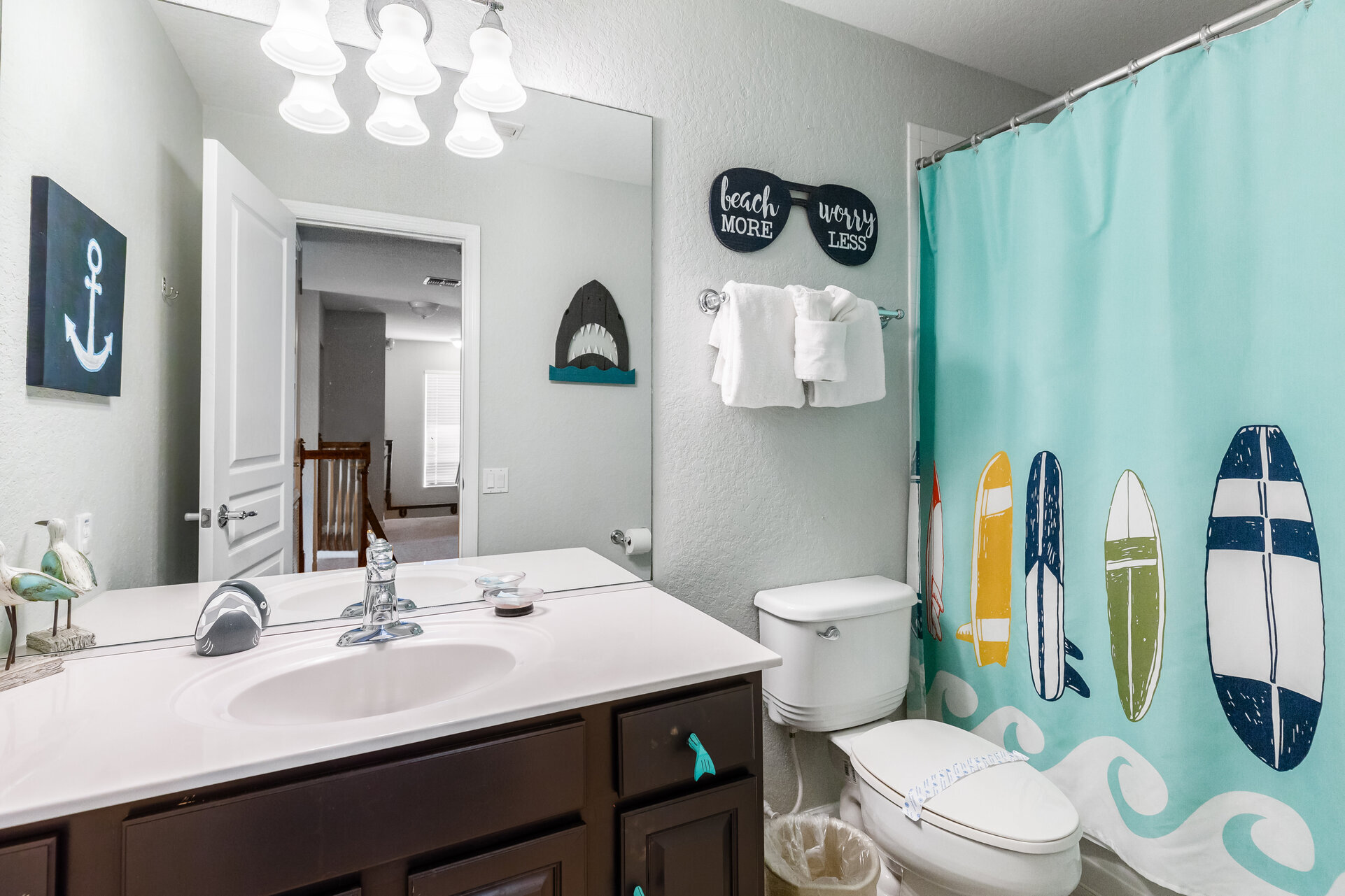 Upstairs bathroom with shower, toilet and tub