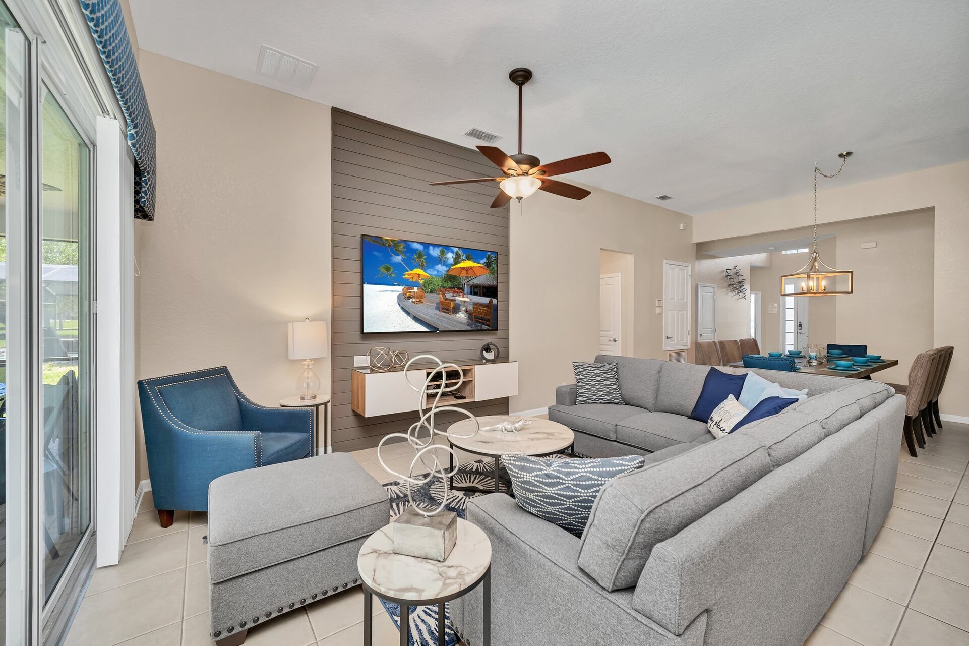 Watch a favorite show or movie on the 75-inch SMART TV