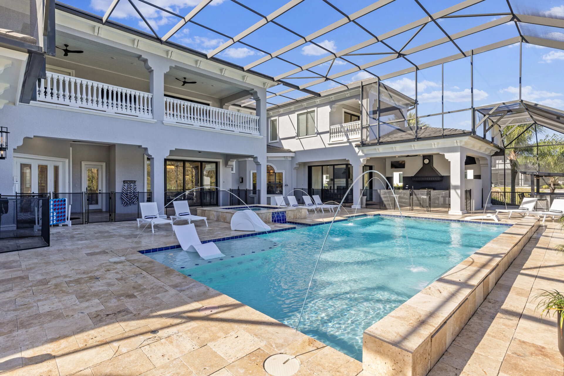The home has a pool fence and self closing safety gate