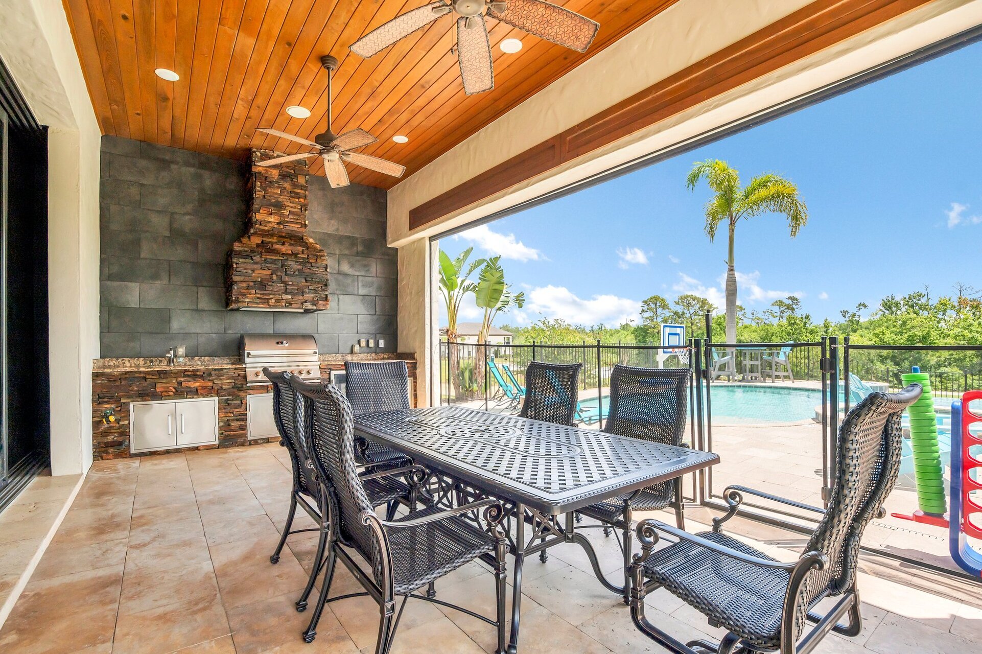 Relax and dine el fresco under your covered lanai