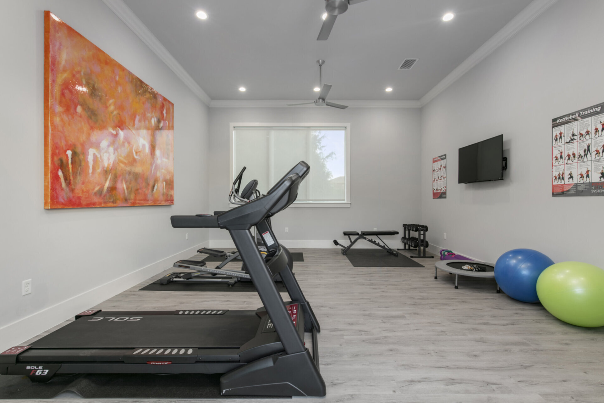Enjoy a morning workout This home features its own private gym
