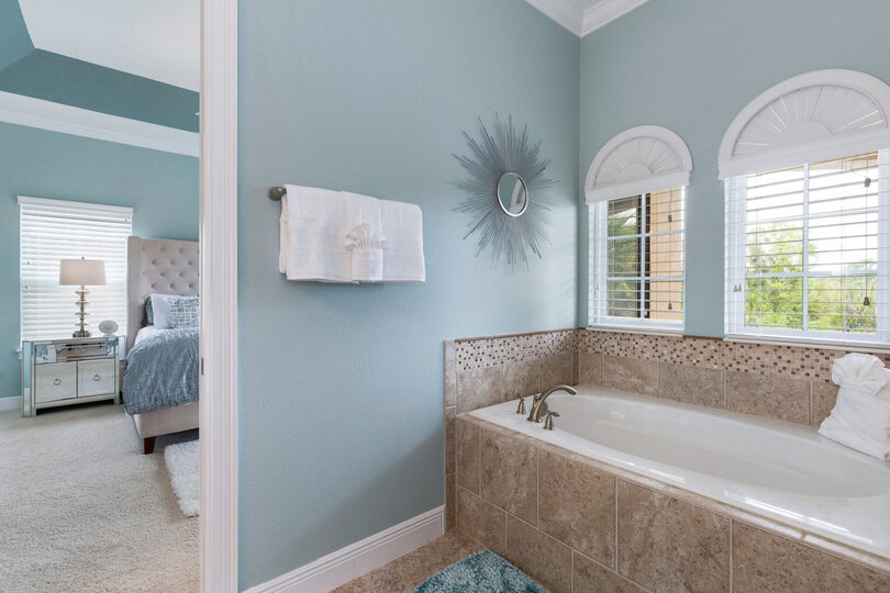 The garden tub is perfect for relaxing in