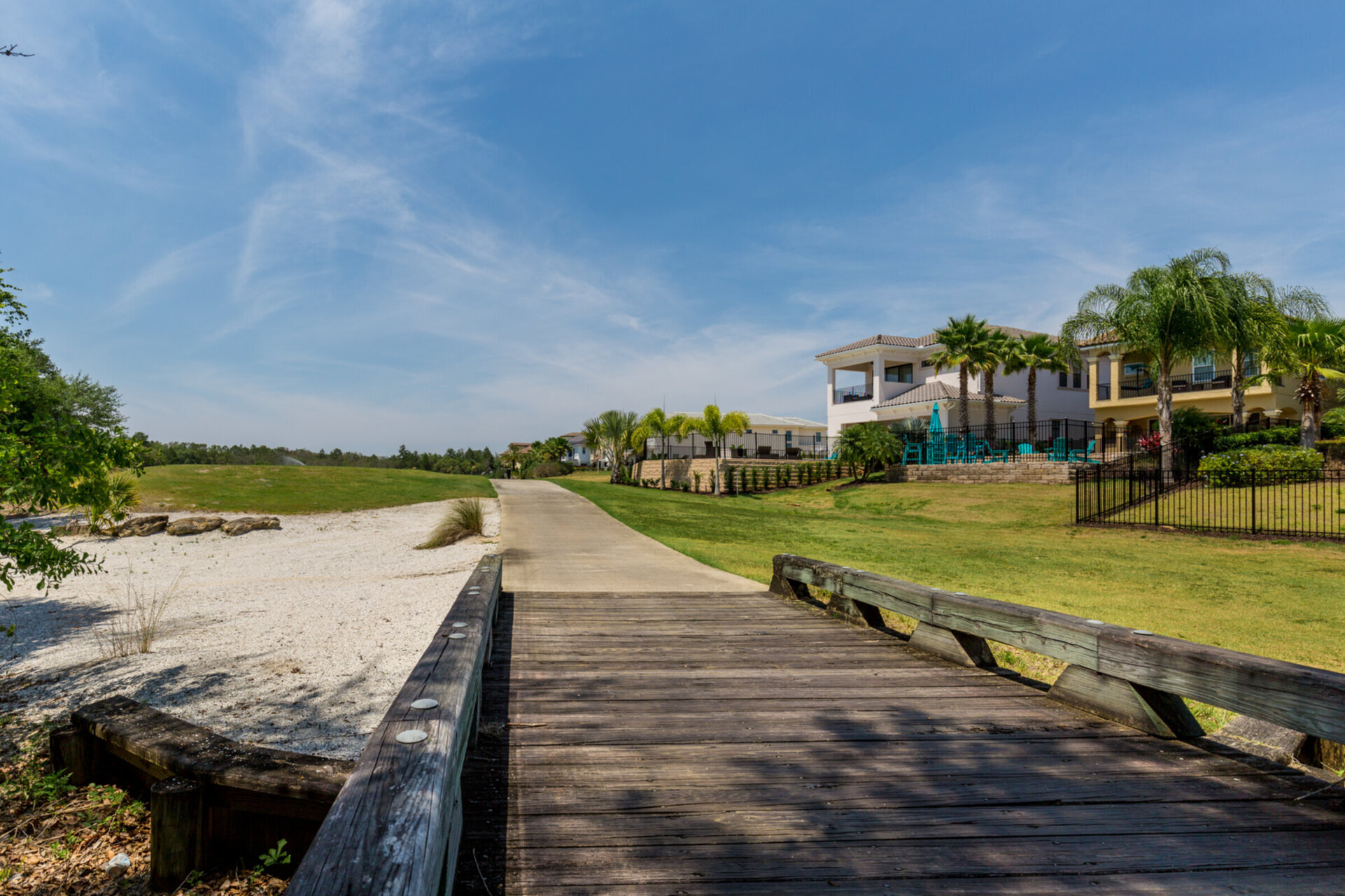 The home is located right off the golf course