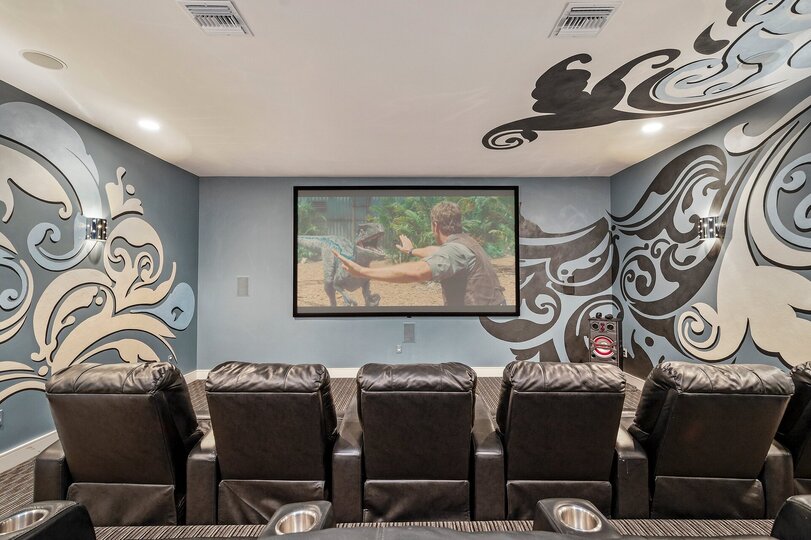 Head upstairs to the second floor for your private home movie theatre