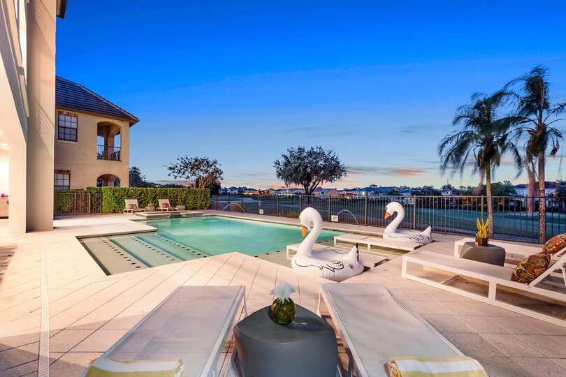 The whole family will love nighttime at the private pool
