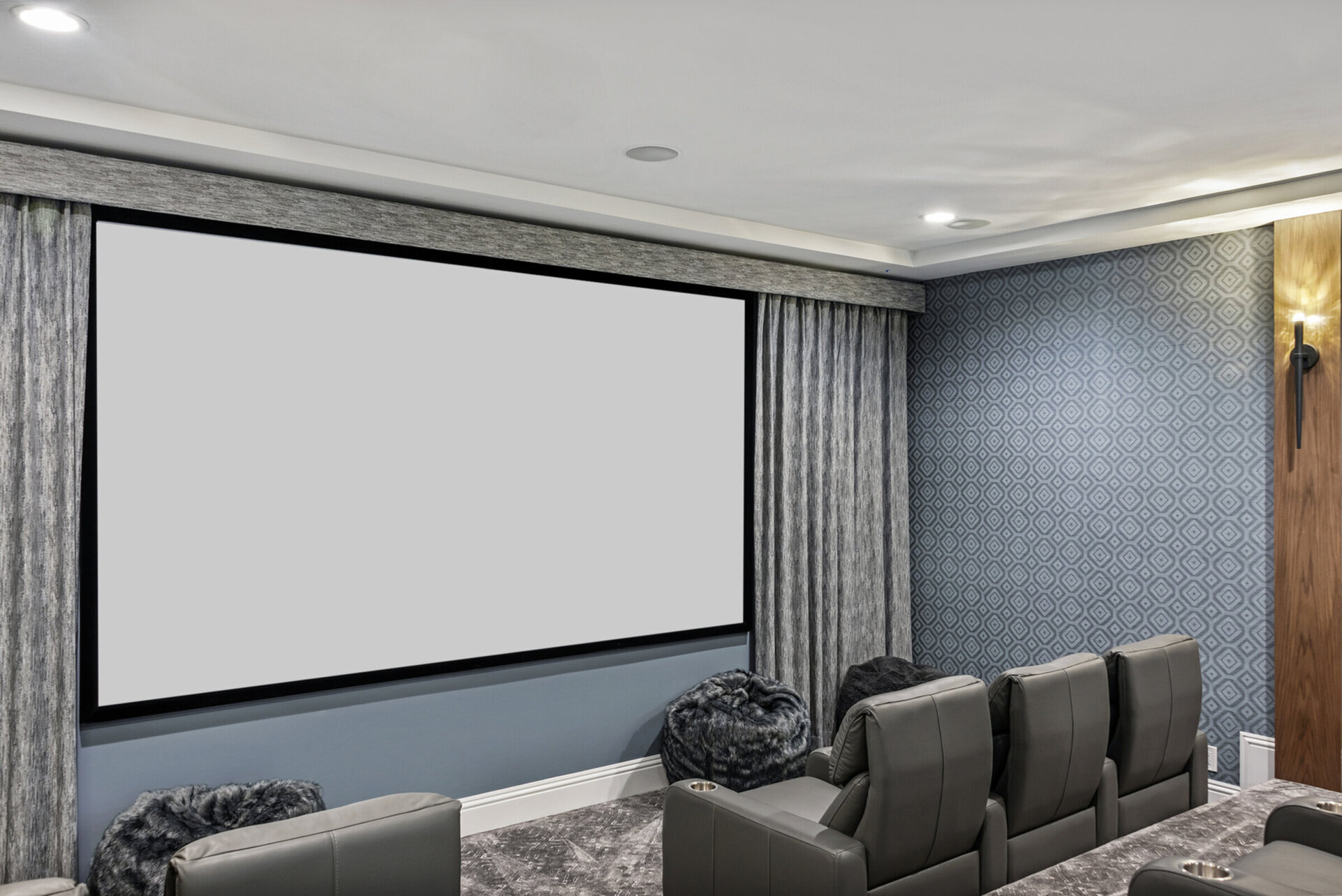 There's a 150-inch projection screen, comfortable theater seating for 15 and a popcorn machine for fresh movie theater popcorn
