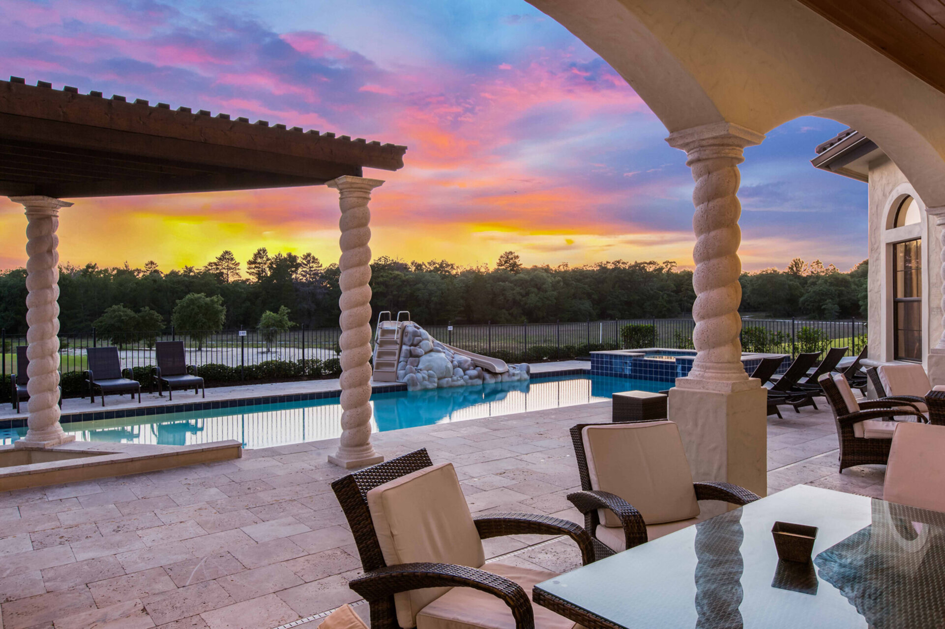 Enjoy a magical Florida sunset outside with your loved ones