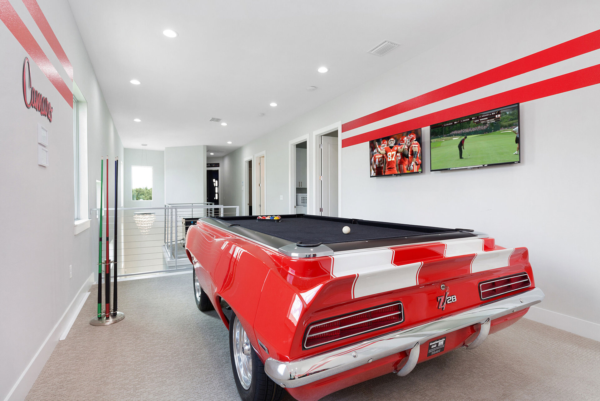 The room features 2 TVs so you can play and not miss a big game