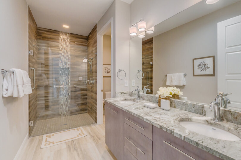 Large master bath with a dual vanity and walk-in shower
