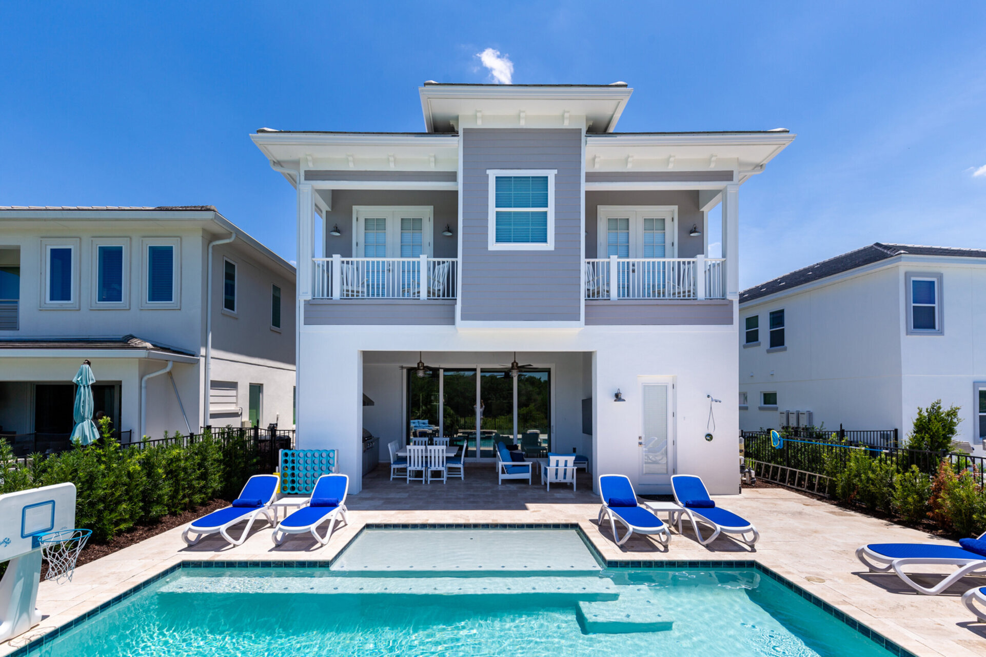 Admire pool views from the second floor balony