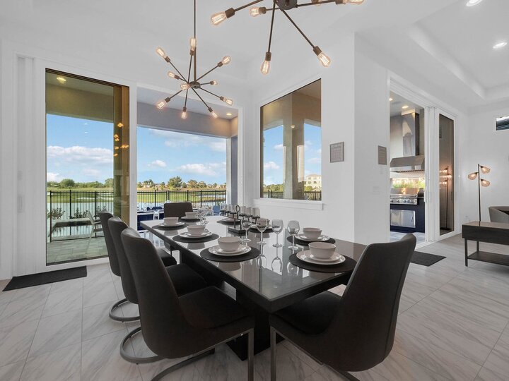 Formal dining table is perfect for a family style meal
