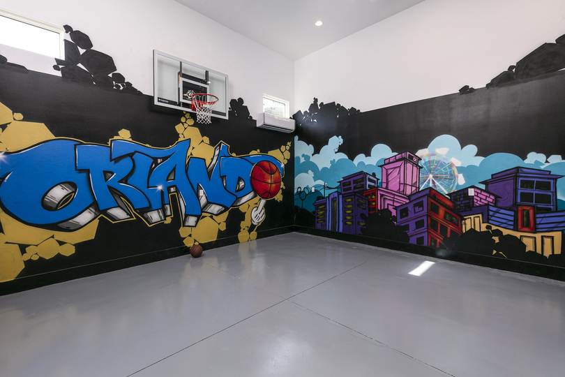 Shoot some hoops in the indoor basketball court