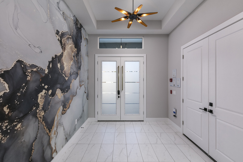Admire the beautiful marble wall design