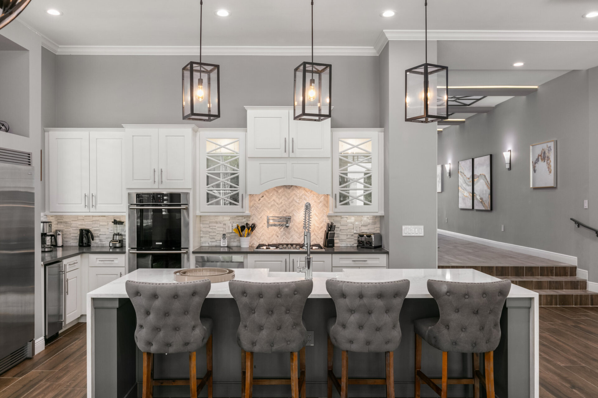 The breakfast bar provides additional seating