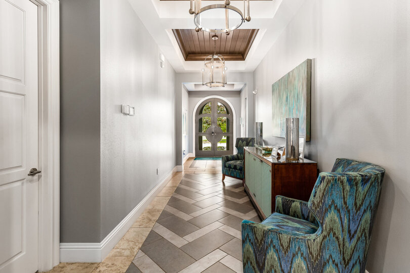 The foyer is exquisitely detailed