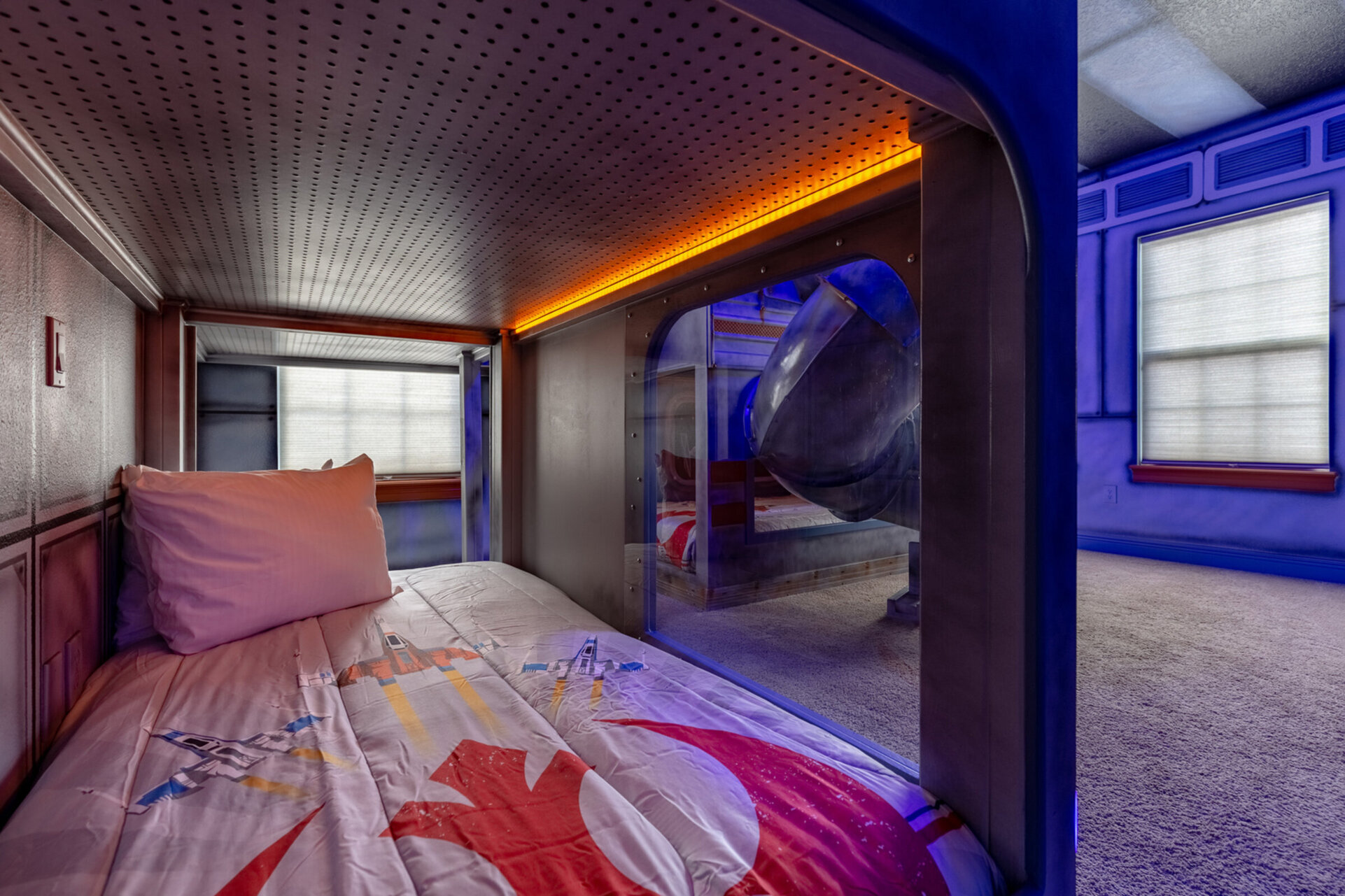 LED lights light up the beds