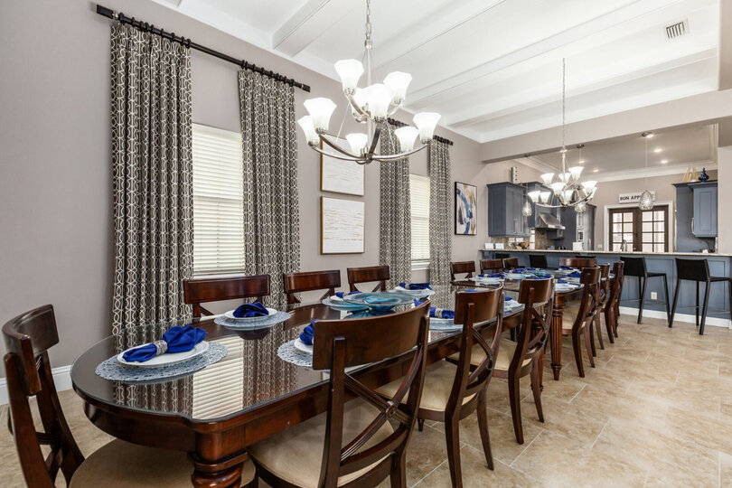 The kitchen flows beautifully with the formal dining area