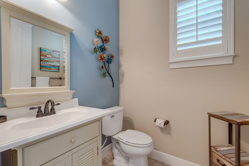 A half bath sits at the first floor