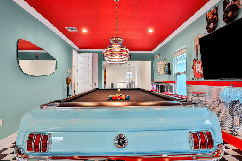 The 65-inch TV completes this fun space