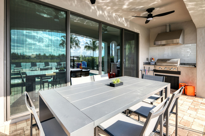 Enjoy your meal at the outside dining area with seating for 6