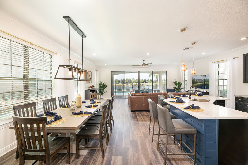 Rich tones and modern, rustic charm greet you as you step into Golden Dream's large open concept living area