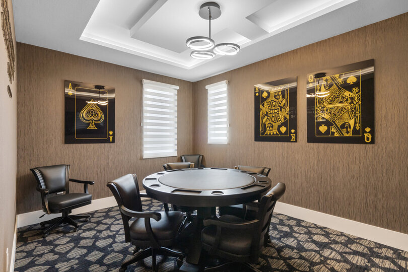 Challenge your friends and family in the poker room, a dedicated space designed for exciting game nights