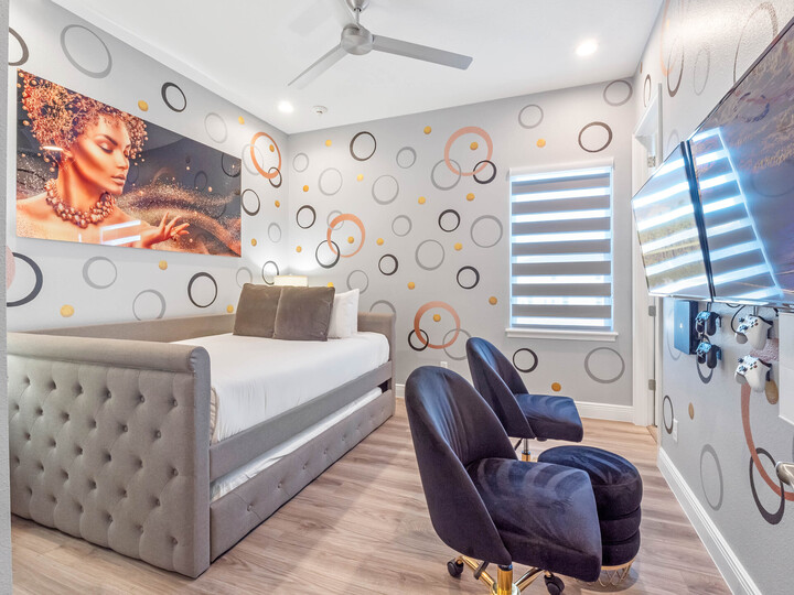 The kids' room is equipped with video games, providing endless entertainment and fun!
