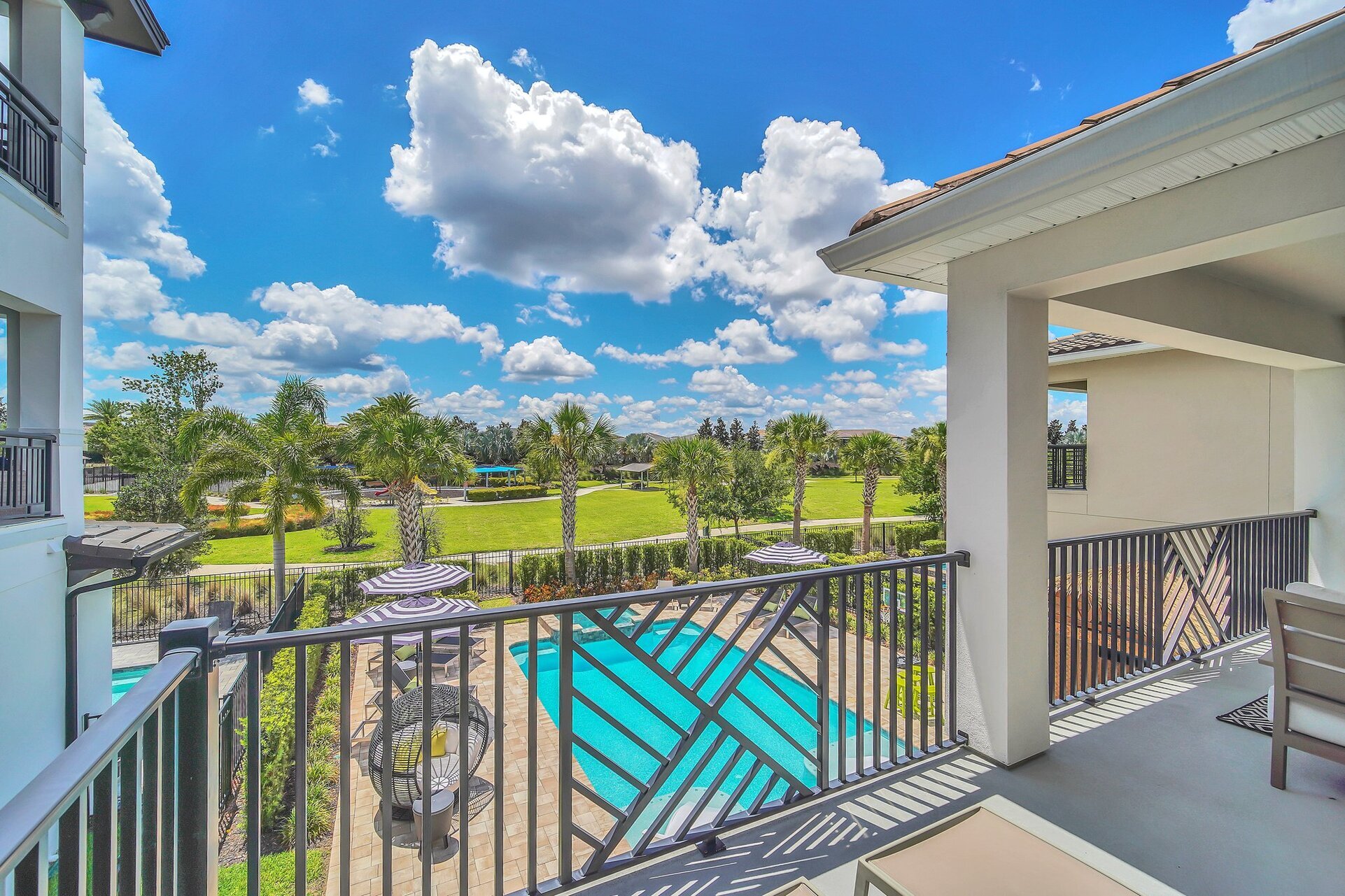 Overlook onto your own private pool and spa from the main 2nd floor balcony and enjoy evening twilights