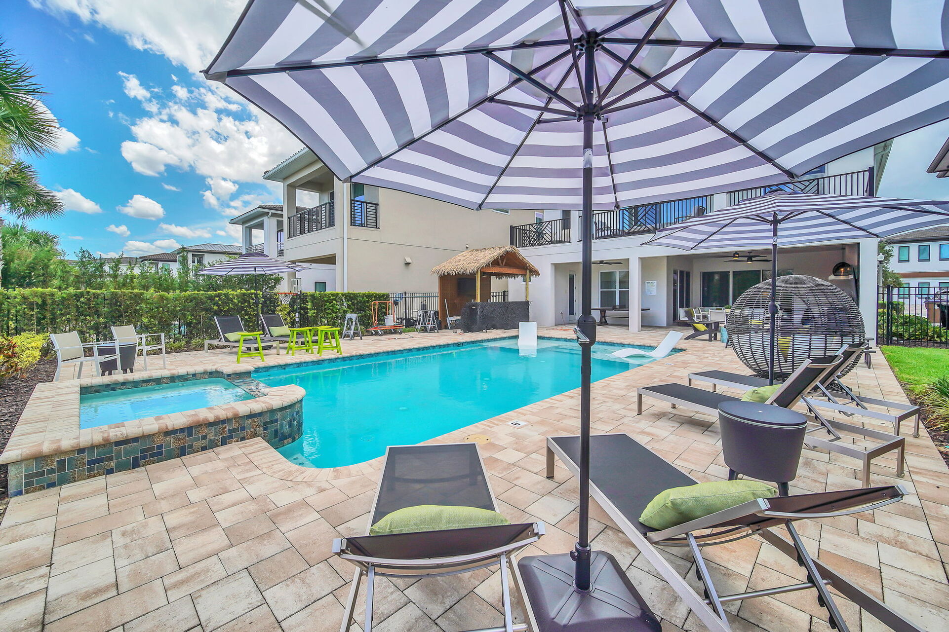 Lay back in the comfort of these loungers with shade