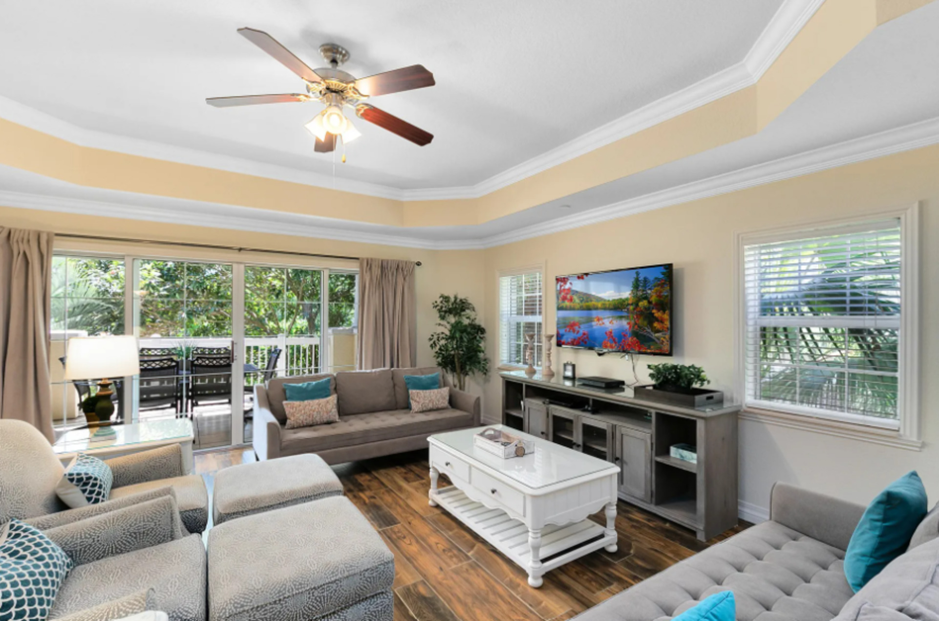 Gather in the spacious living room, designed with comfort in mind and ideal for entertaining guests or enjoying family time