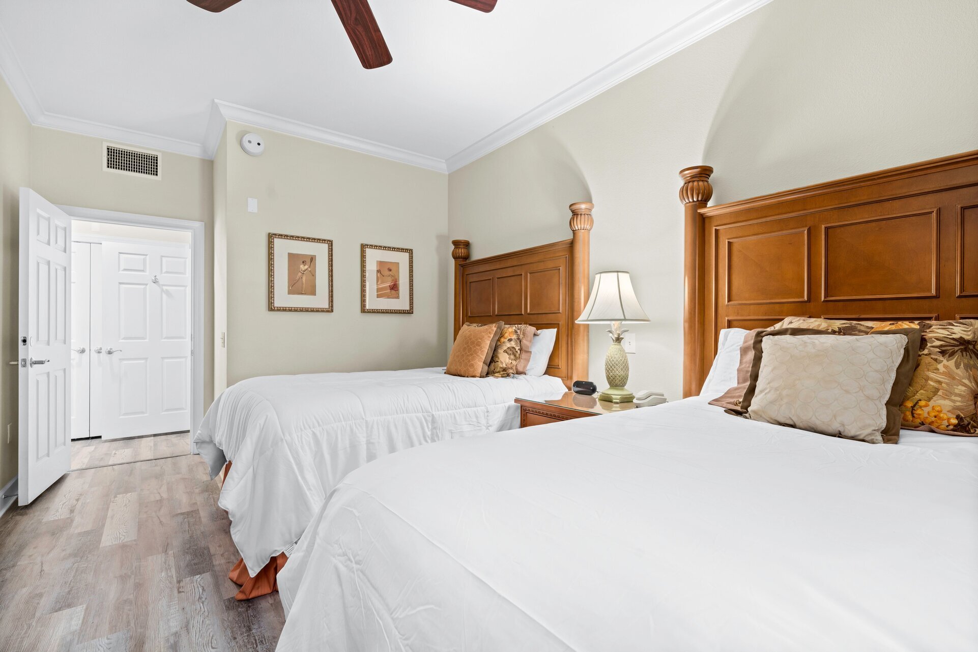 This bedroom promises a serene escape with its plush and cozy design