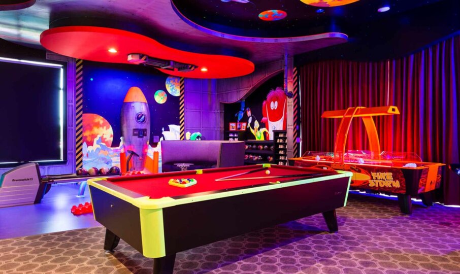 This games room will have enough space for the entire family to enjoy some friendly competition