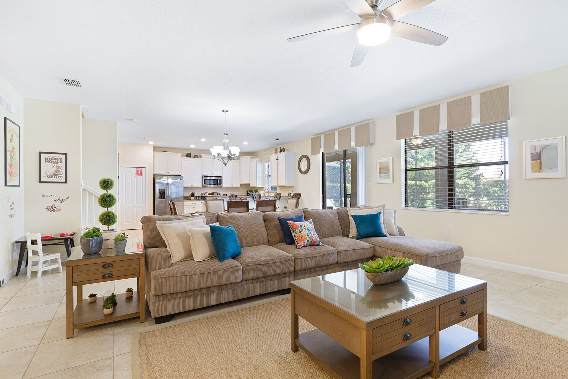 Enjoy an open living area with direct access to the kitchen