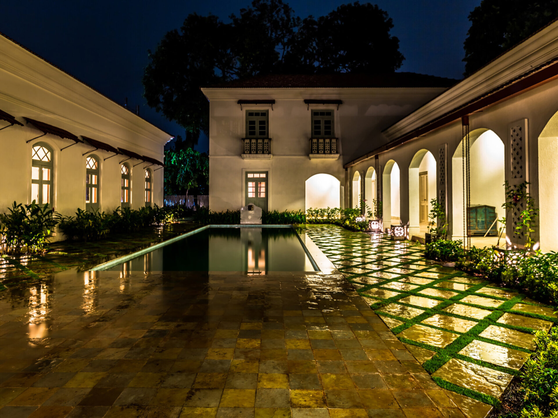 Villa lighting at night