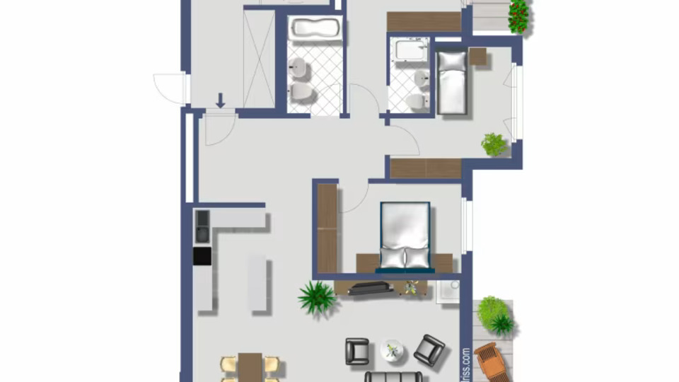 Spacious 3BR Apartment with Balcony in Zermatt, Zermatt Apartment 1238