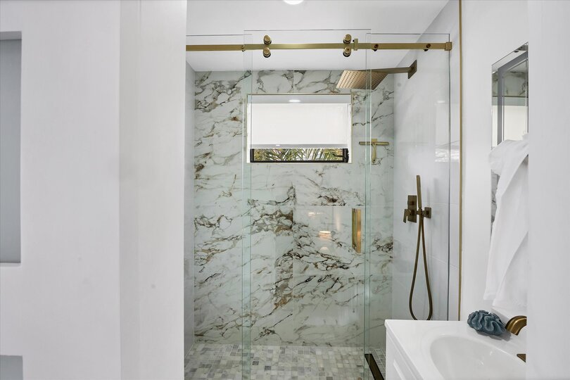 King suite attached bathroom with walk-in shower