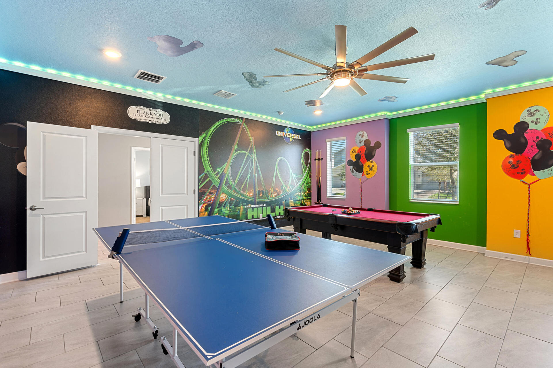 Game Room Ping Pong Pool Table Has AC