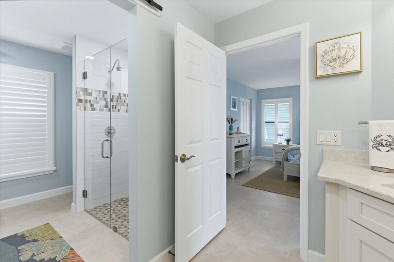 Attached Master Bathroom - walk-in shower, double vanities