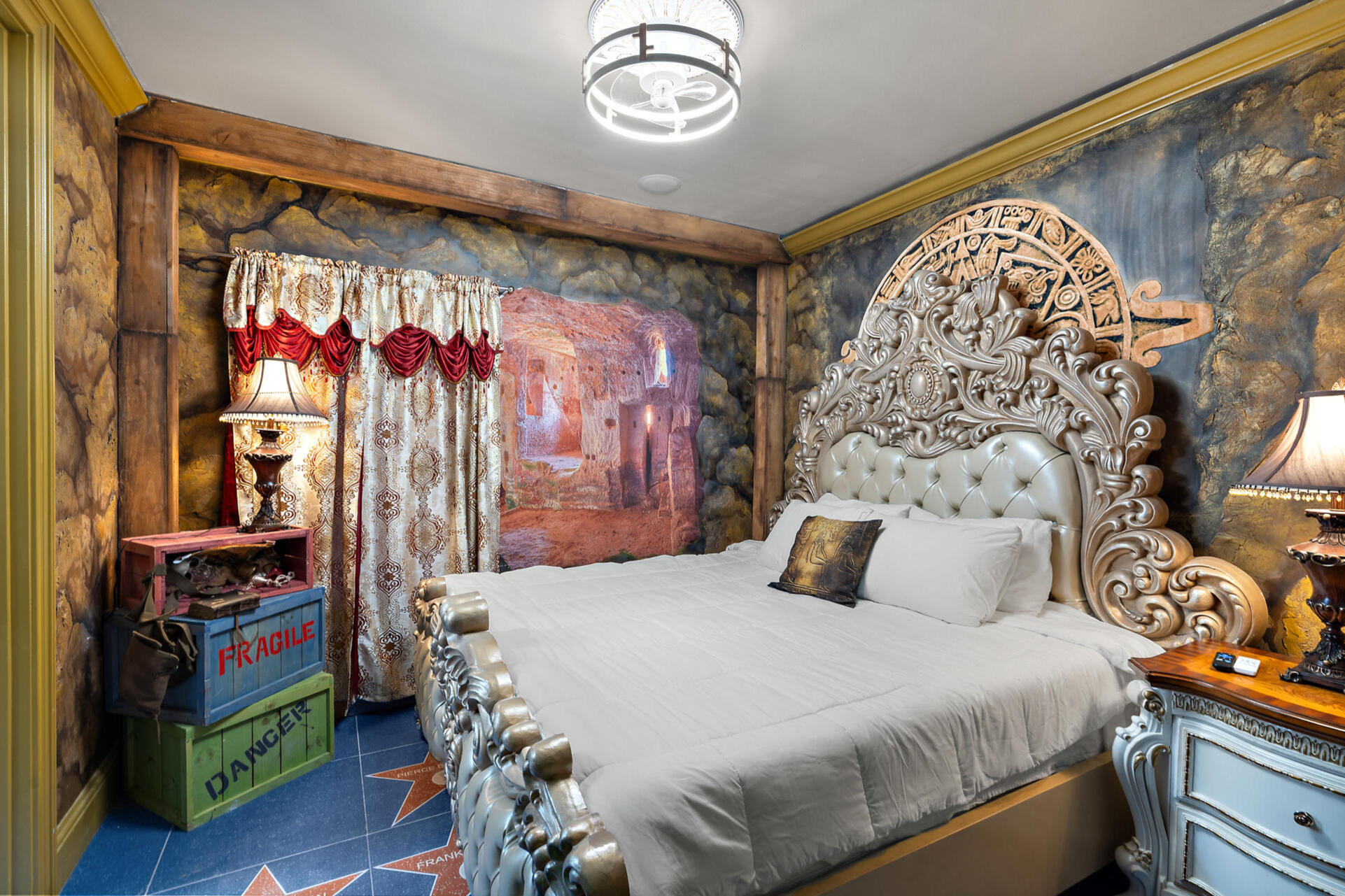 Indiana Jones King Suite Bedroom 9 Upstairs 43" Roku TV