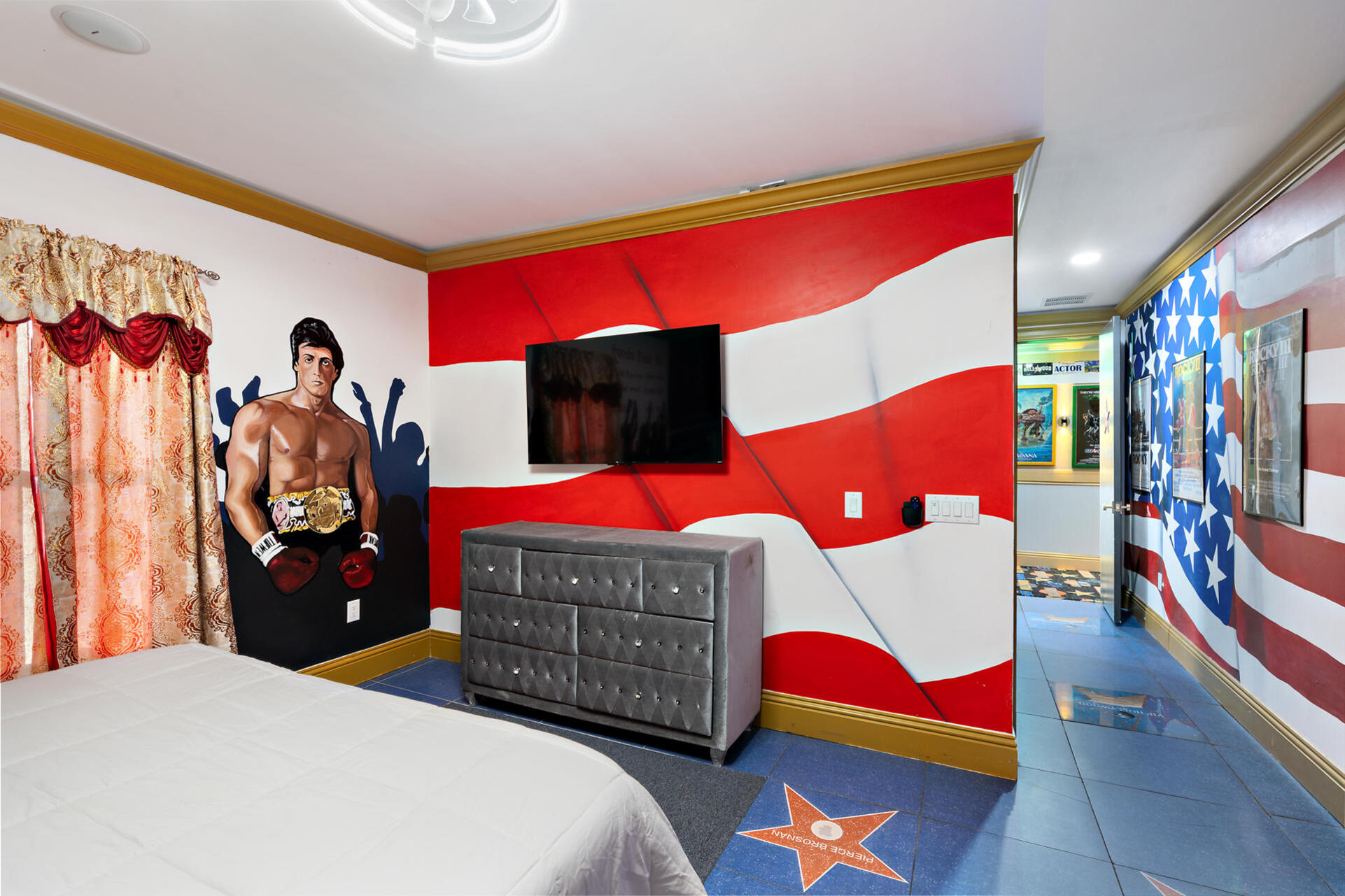 Rocky King Suite Bedroom 17 Upstairs 55" Roku TV