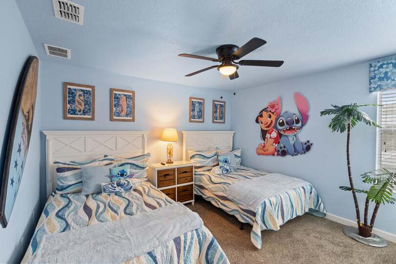 Two Doubles Bedroom 7 Upstairs 50" Roku TV Lilo & Stitch Theme