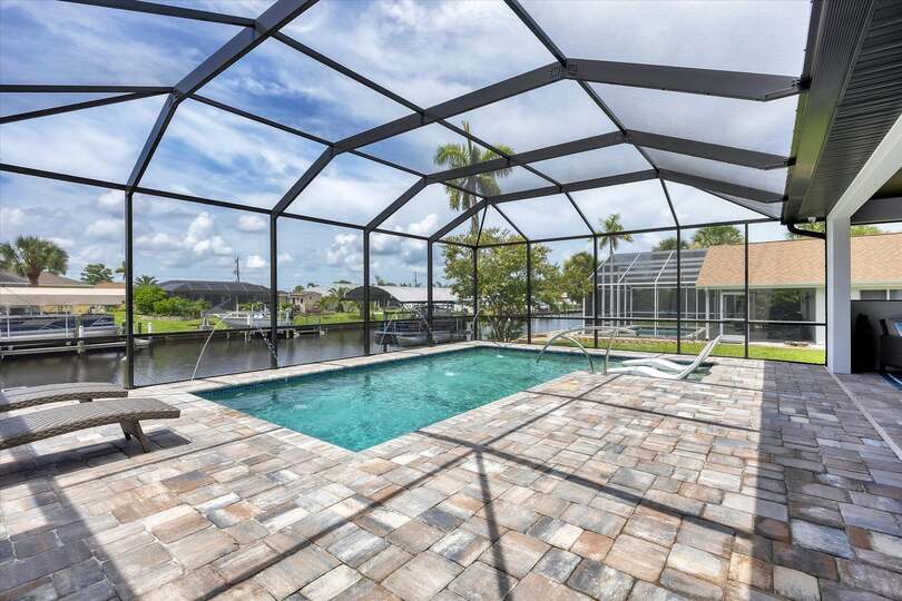Sparkling pool overlooking canal.